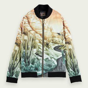 SCOTCH & SODA Mens Yellow Multi Reversible Bomber Full Zippered Jacket MEDIUM